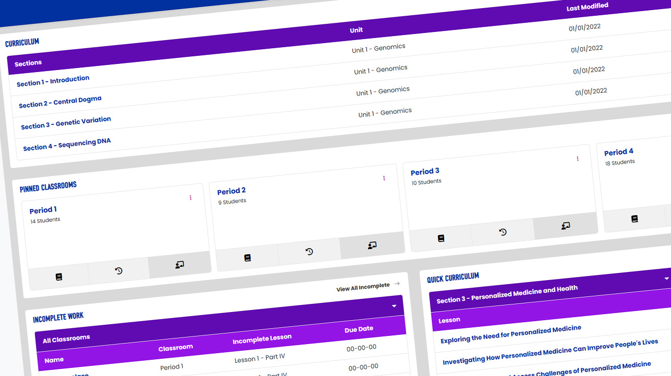 Screenshot of the Classroom user interface